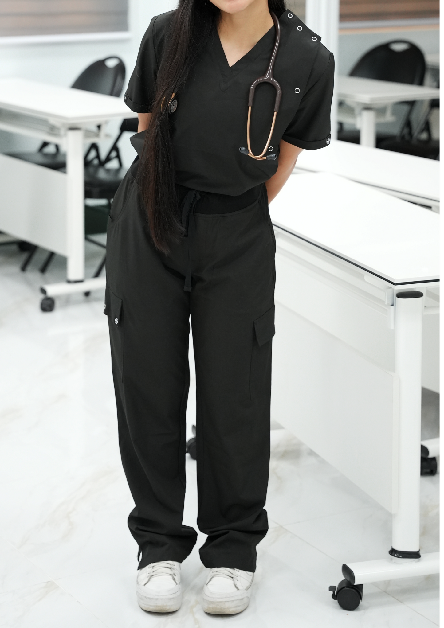 Dogtor Scrub Top V-neck Necrotic  Black