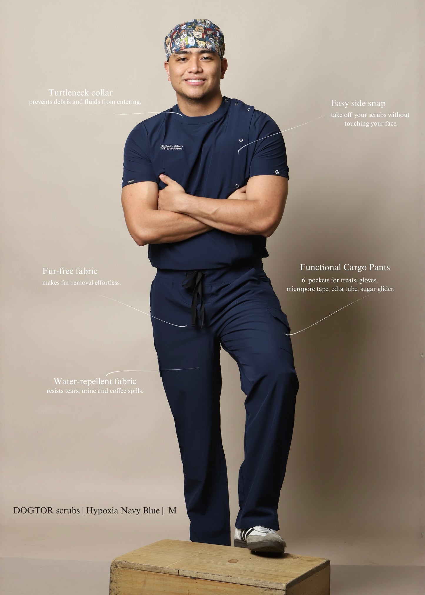 Dogtor Scrub Top Hypoxia Navy Blue