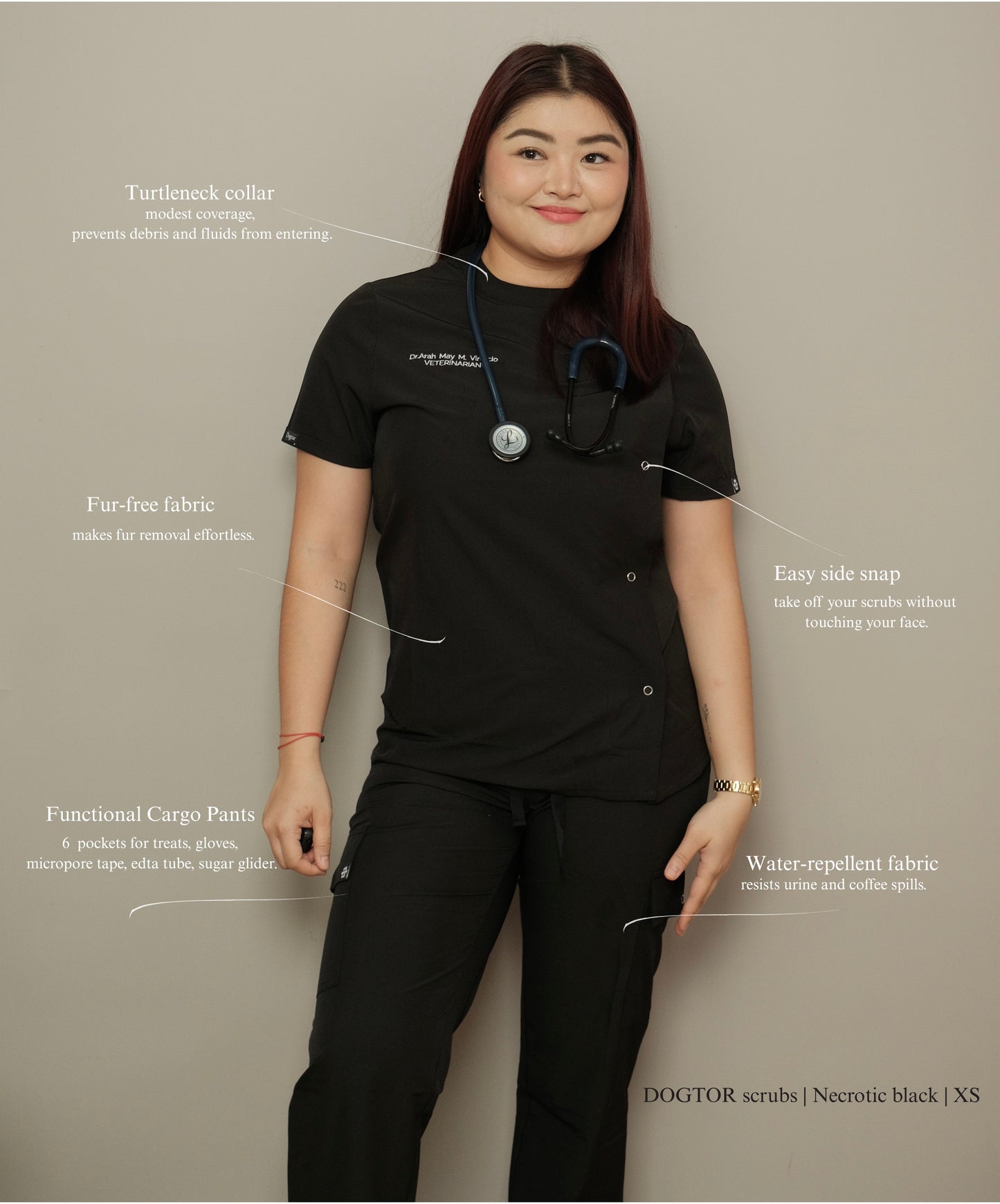 Dogtor Scrub Top Necrotic Black